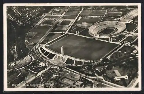 AK Berlin, Reichssportfeld, Luftaufnahme, Olympia