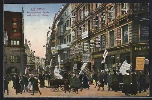 AK Leipzig, Grimmaische Strasse während der Messe
