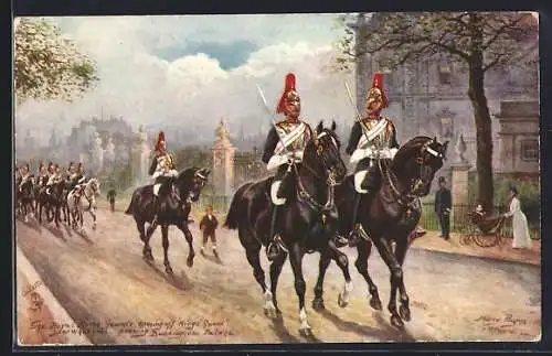 Künstler-AK Harry Payne: The Royal Horse Guards coming off King`s Guard
