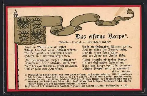 AK Das eiserne Korps, Lied, Flagge
