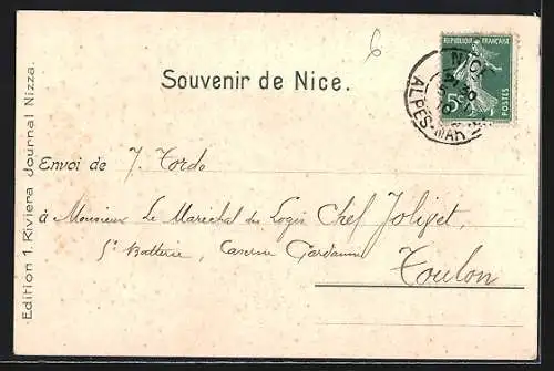 Künstler-AK Friedrich Perlberg: Blick auf den Hafen von Nice, Wappen