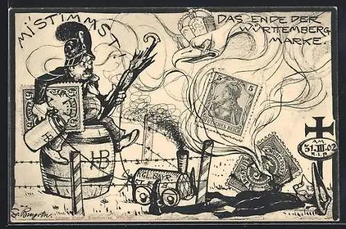Künstler-AK Ende der Württemberg Marke
