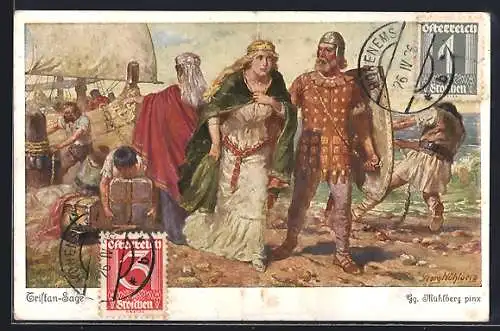 Künstler-AK Georg Mühlberg: Kurwenal begleitet Isolde zum todkranken Tristan