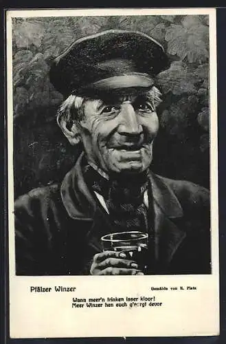 Künstler-AK Portrait eines Pfälzer Winzers