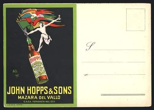 Künstler-AK sign.Bazzi: Reklame für den Likör der Firma John Hopps & Sons