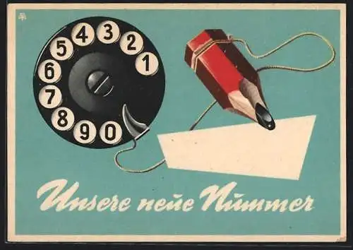 AK Österreichische Post- und Telegraphenverwaltung, Telefon-Wählscheibe mit Notizstift