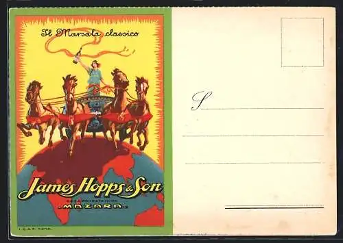AK Reklame für Wein Mazara von James Hopps & Son, Quadriga