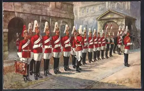 Künstler-AK Harry Payne: London, 1st Life Guards, 4 o`clock Parade at the Horse Guards