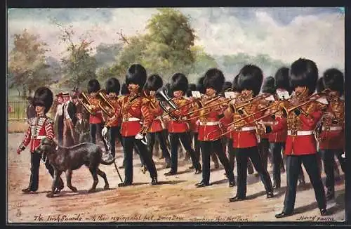 Künstler-AK Harry Payne: The Irish Guards with their regimental pet, Maskottchen