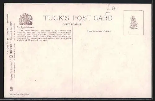 Künstler-AK Harry Payne: The Irish Guards with their regimental pet, Maskottchen