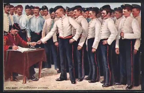 AK 1st Grenadier Guards, Pay Day, britische Soldaten bekommen ihren Sold