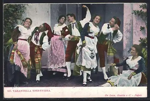 AK Sorrento, Italiener beim Volkstanz Tarantella