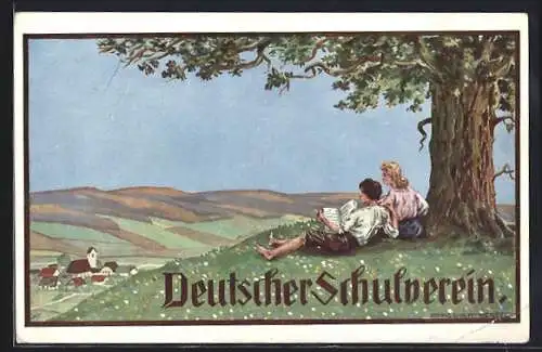 AK Deutscher Schulverein, Junges Paar unter Baum
