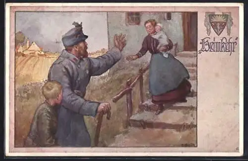AK Deutscher Schulverein Nr. 697: Heimkehr, Soldat