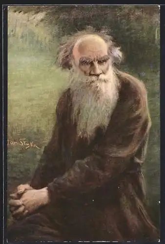 Künstler-AK sign. Jan Styka: Tolstoi, Gemälde von Tolstoi