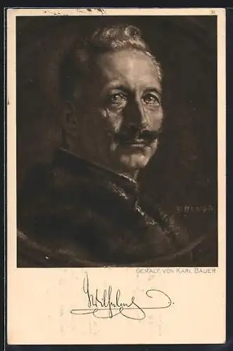 Künstler-AK Portrait Kaiser Wilhelm II. von Karl Bauer