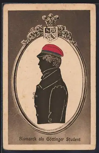 AK Göttingen, Otto von Bismarck als Student, Schattenbild, Wappen
