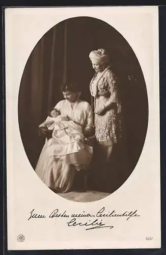 AK Unsere Kronprinzessin mit ihrem Sohn und der Kaiserin
