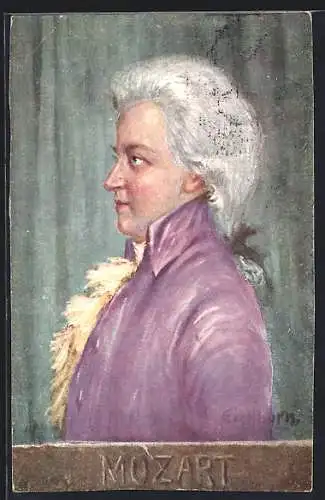 Künstler-AK Komponist Wolfgang Amadeus Mozart im Seitenprofil