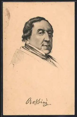 AK Porträt Komponist Gioachino Antonio Rossini (1792-1868)