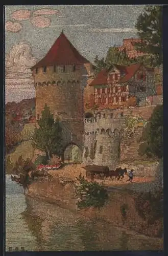 Künstler-AK Ernst E. Schlatter: Partie am Nölliturm