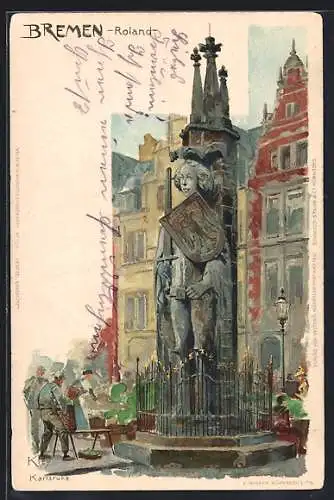 Künstler-AK Heinrich Kley: Bremen, der Roland