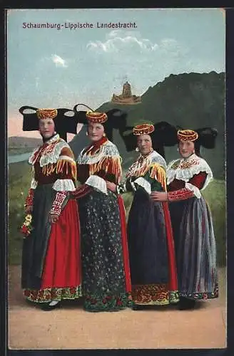 AK drei Frauen in Trachten aus Schaumburg-Lippe