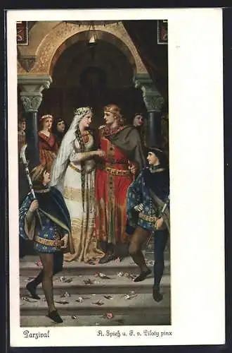 Künstler-AK A. Spiess / J. Munsch: Parsival, Die Trauung