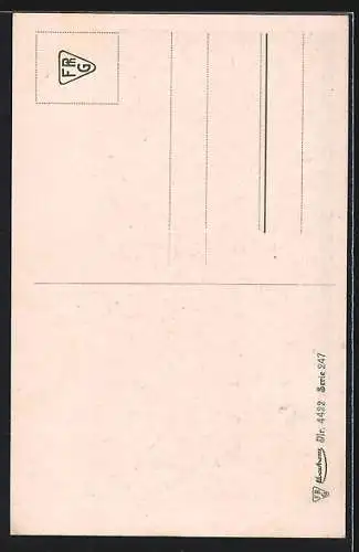 Künstler-AK A. Spiess / F. v. Piloty: Parsival, Karte-Nr. 4422, Ritter zu Pferd trifft auf Männer im Boot