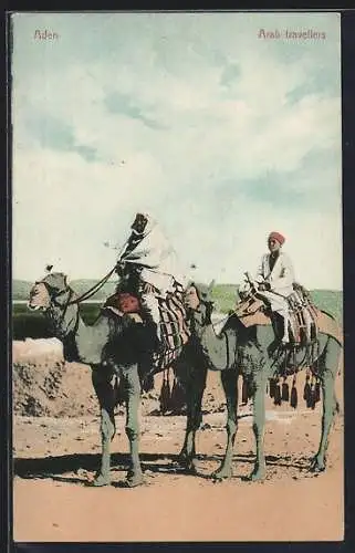 AK Aden, Arab travellers, Zwei Araber auf Kamelen