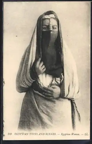 AK Egypt, Egyptian Types and Scenes, Verschleierte Ägypterin