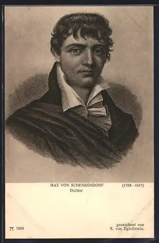 AK Portrait des Dichters Max von Schenkendorf