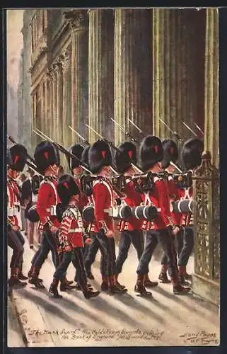 Künstler-AK Harry Payne: The Bank Guard, The Coldstream Guards entering the Bank of England for Guard duties