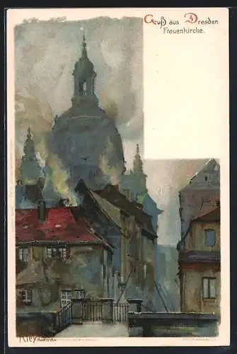 Künstler-AK Heinrich Kley: Dresden, Kuppel der Frauenkirche