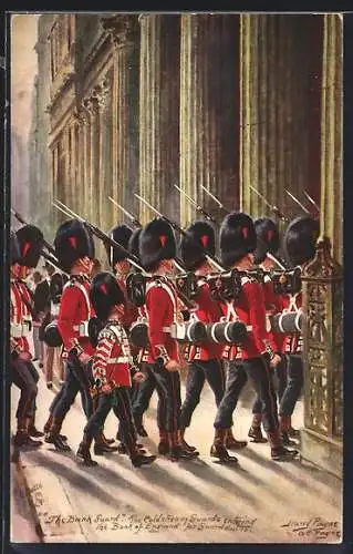 Künstler-AK Harry Payne: The Bank Guard, The Coldstream Guards entering the Bank of England for Guard duties