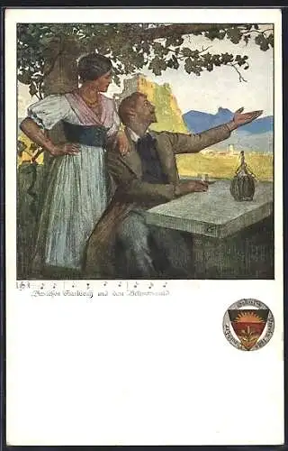 Künstler-AK Karl Friedrich Gsur, Deutscher Schulverein NR 461: Zwischen Frankreich und dem Böhmerwald, Paar