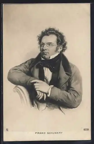 Künstler-AK Komponist Franz Schubert, Portrait im Sitzen