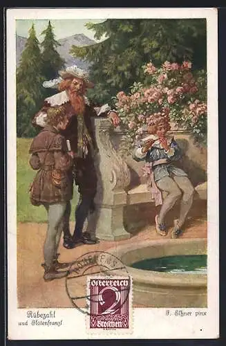 Künstler-AK sign. F. Elssner: Rübezahl und Flötenfranzl