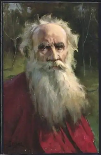 Künstler-AK sign. Jan Styka: Tolstoi, Tolstoi im Portrait