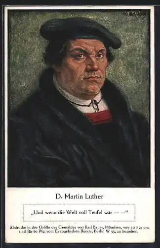 AK D. Martin Luther in seiner Kutte mit Hut