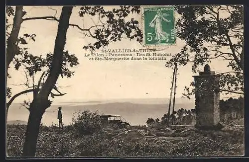 AK St-Vallier-de-Thiey, Le Pilon, Panorama, Îles St Honorat et Ste-Marguerite dans le lointain