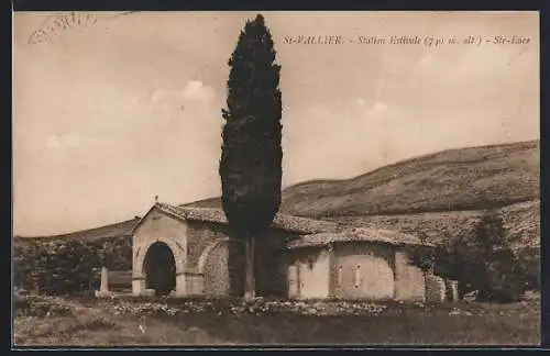 AK Saint-Vallier, Station estivale à Ste-Luce avec chapelle et cyprès