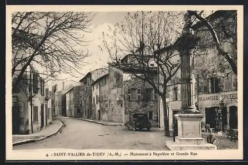 AK Saint-Vallier-de-Thiey, Monument à Napoléon et Grande Rue
