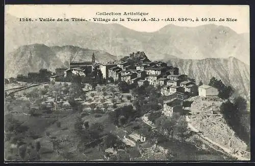 AK La Tour, Vue du village dans la vallée de la Tinée