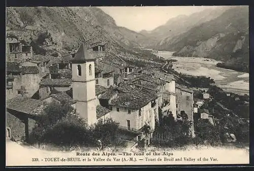 AK Touet-de-Beuil, Vue sur le village et la vallée du Var