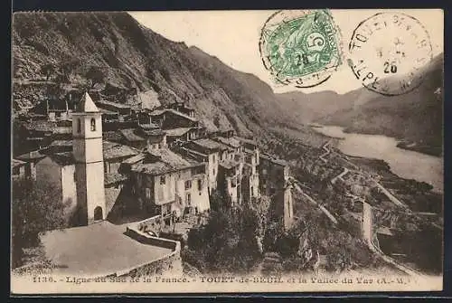 AK Touët-de-Beuil, Vue sur le village et la vallée du Var