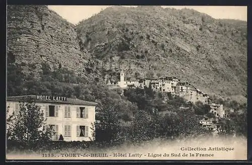 AK Touët-de-Beuil, Hôtel Latty et vue du village en montagne