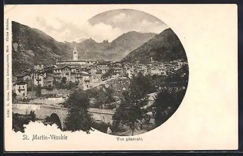 AK Saint-Martin-Vésubie, Vue générale du village et des montagnes environnantes