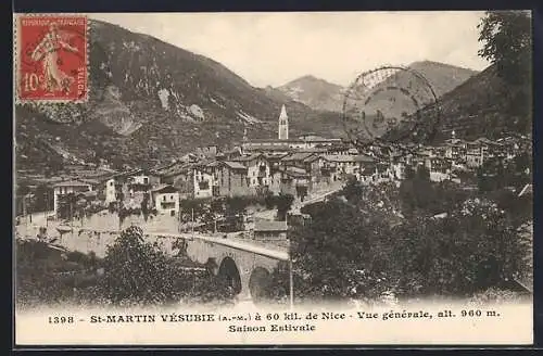 AK Saint-Martin-Vésubie, Vue générale à 60 km de Nice, alt. 960 m, Saison estivale