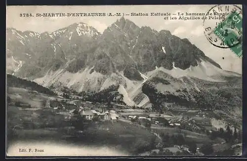 AK St-Martin-d`Entraunes, Station estivale, Le hameau de Bousieyas et les Aiguilles de Pelens